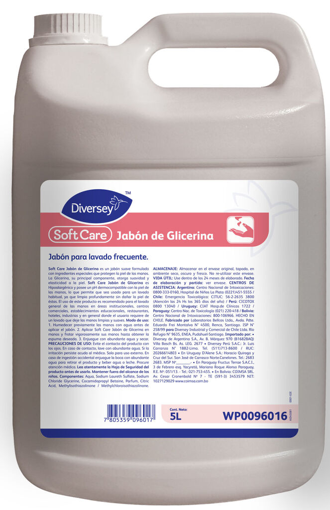 SOFTCARE JABON GLICERINA 4x5L - JABÓN PARA EL LAVADO DE MANOS